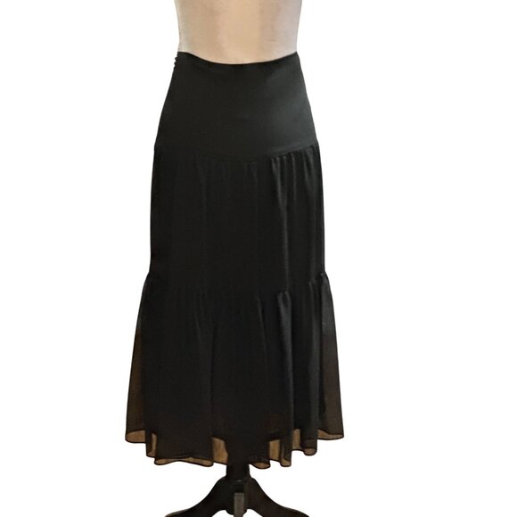 Nine West Black Tiered Maxi Skirt Sheer Layered Elastic Waist Size XL-2XL Read - Picture 1 of 11